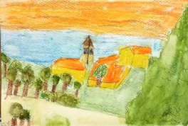 Village(craies aquarelle) 